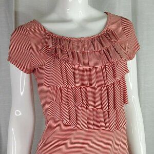 Outback Red Blouse Striped Red & White Size Small